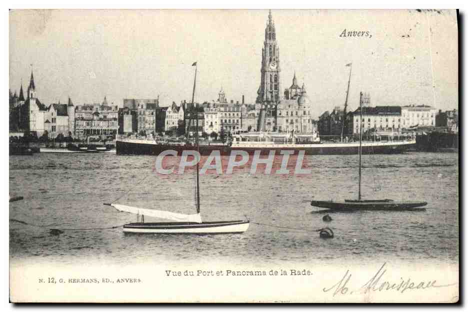 Anvers, Vue du Port et Panorama de la Rade — G. Hermans, Anvers, N. 12