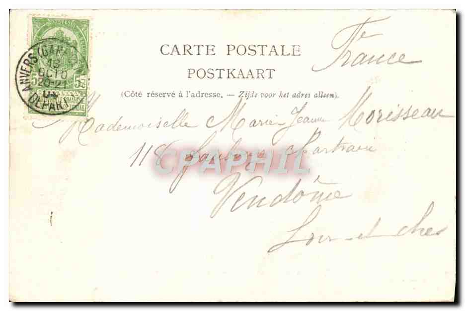 Anvers, Vue du Port et Panorama de la Rade — G. Hermans, Anvers, N. 12 — Verso