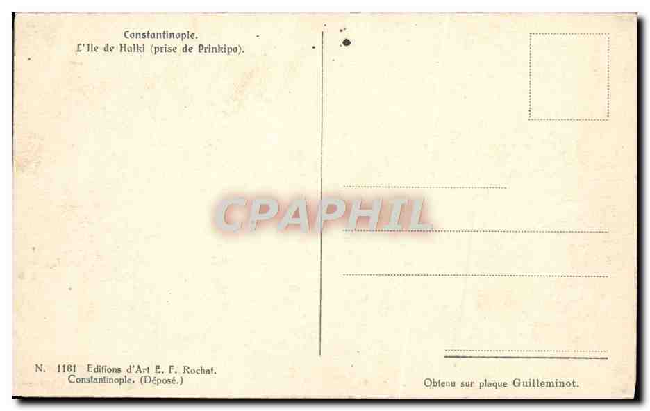 CPA Constantinople L'ile de Halki prise de Prinkipa  — Verso