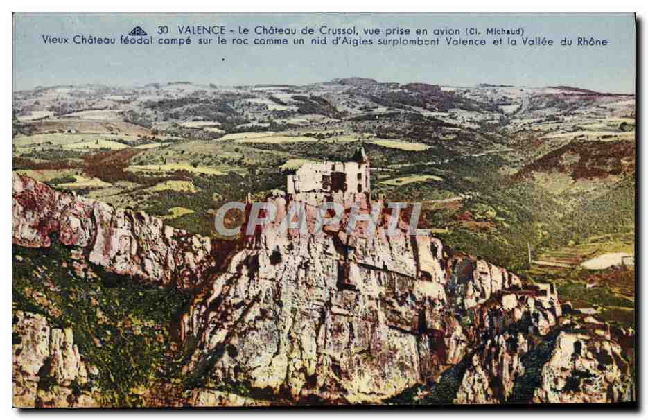 CPA Valence Le Chateau De Crussol Vue Prise En Avion