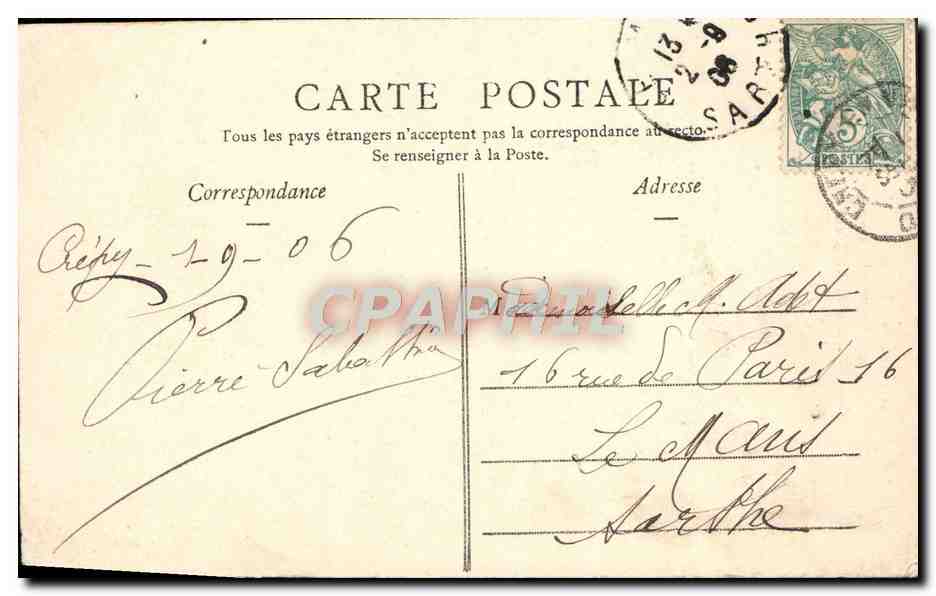Tarjeta postal antigua Crepy En Valois Ruinas De La Iglesia De San Tomás — Reverso
