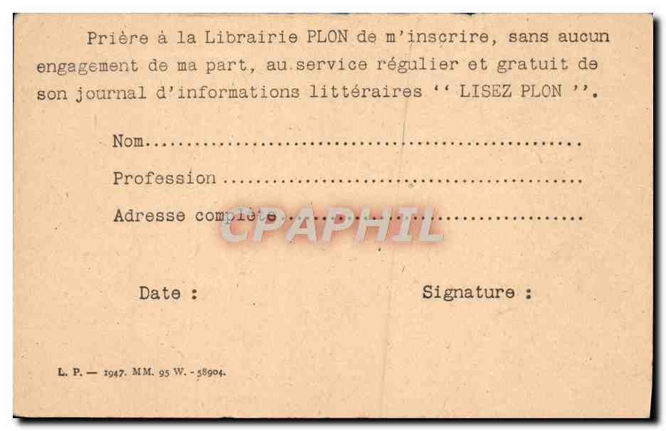 CPA Librairie Plon Rue Garanciere Paris — Rückseite