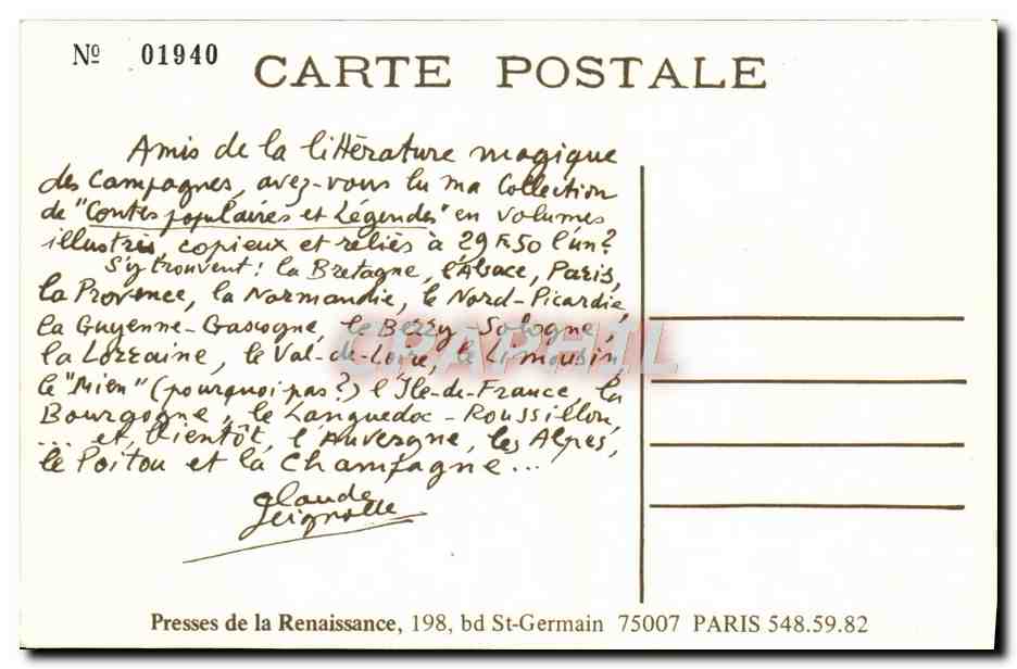 Claude Seignolle — Sorcier des Contes et Légendes — Presses de la Renaissance — Verso