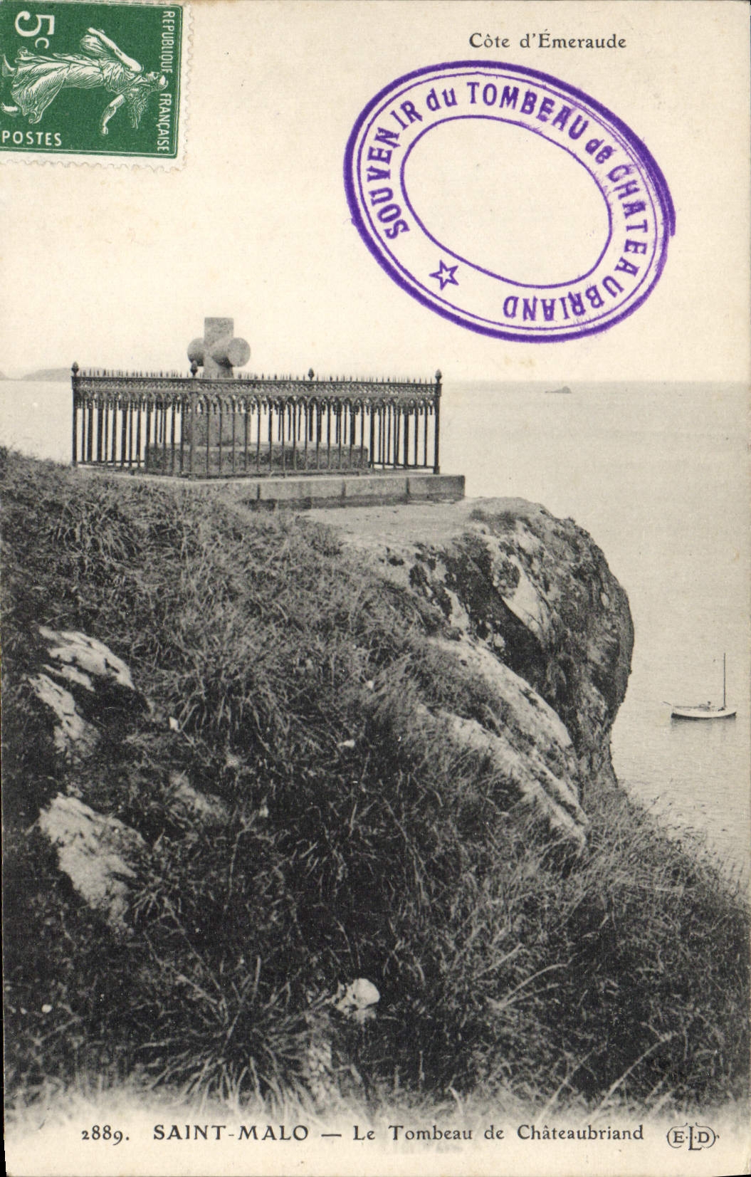 Saint-Malo — El sepulcro de Châteaubriand — Costa de la Esmeralda — Editor E.P.D. n°2889