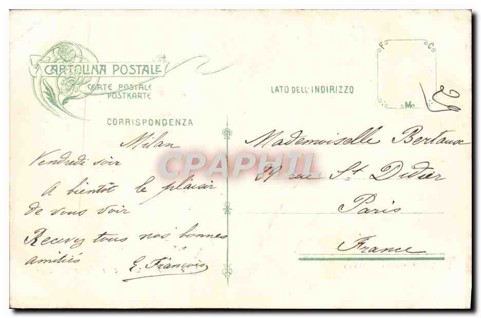 CPA Milano L'Arena Dalle Garceri — Rückseite