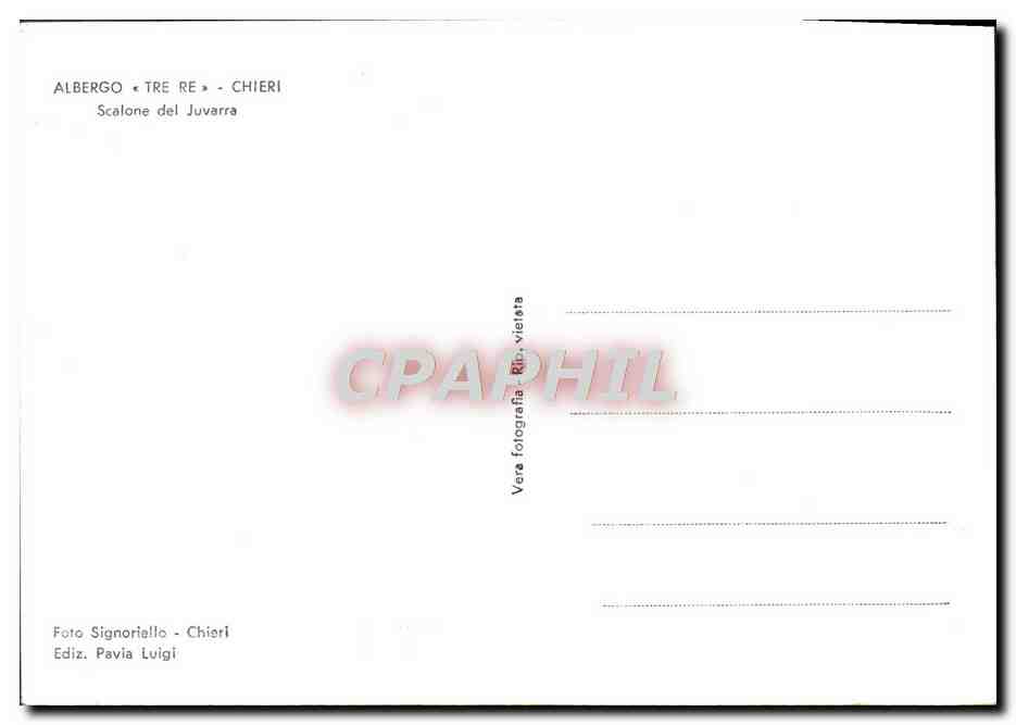 CPM Albergo Tre Re Chieri Scalone Del Juvarra — Back