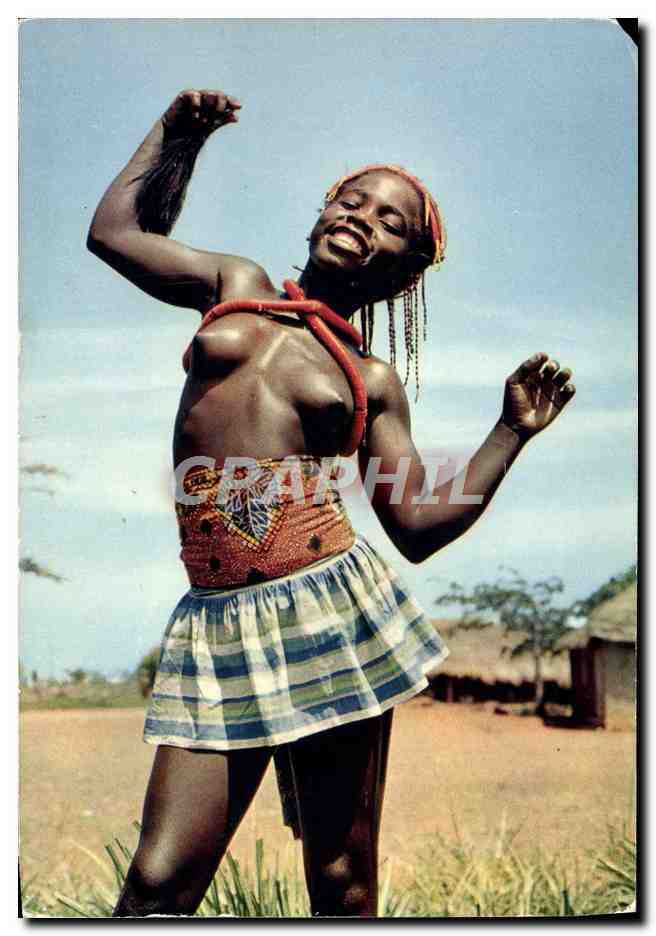 CPM Afrique En Couleurs Petite Danseuse Femme Seins nus 