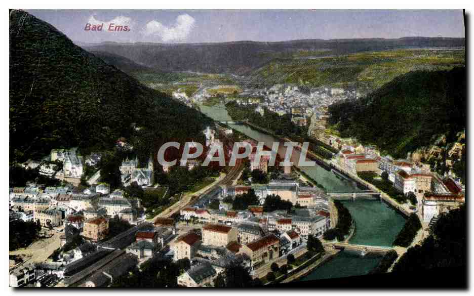 Bad Ems — vue aérienne du village et du fleuve — éditeur inconnu