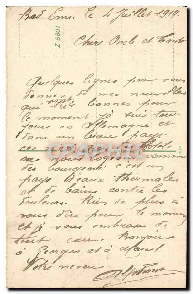 Bad Ems — vue aérienne du village et du fleuve — éditeur inconnu — Rückseite
