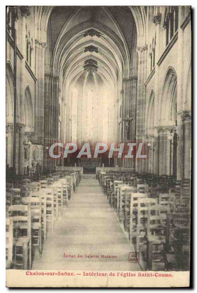 Chalon-sur-Saône — Intérieur de l'église Saint-Cosme — Édition des Galeries Modernes