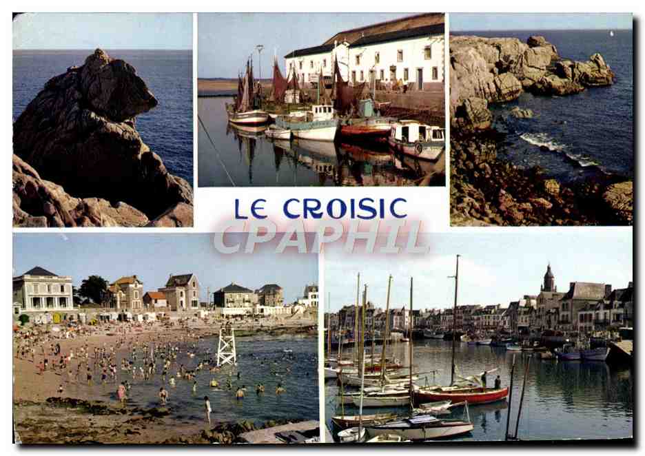CPM Le Croisic Cote Sauvage et le rocher de l'Ours La plage et le port