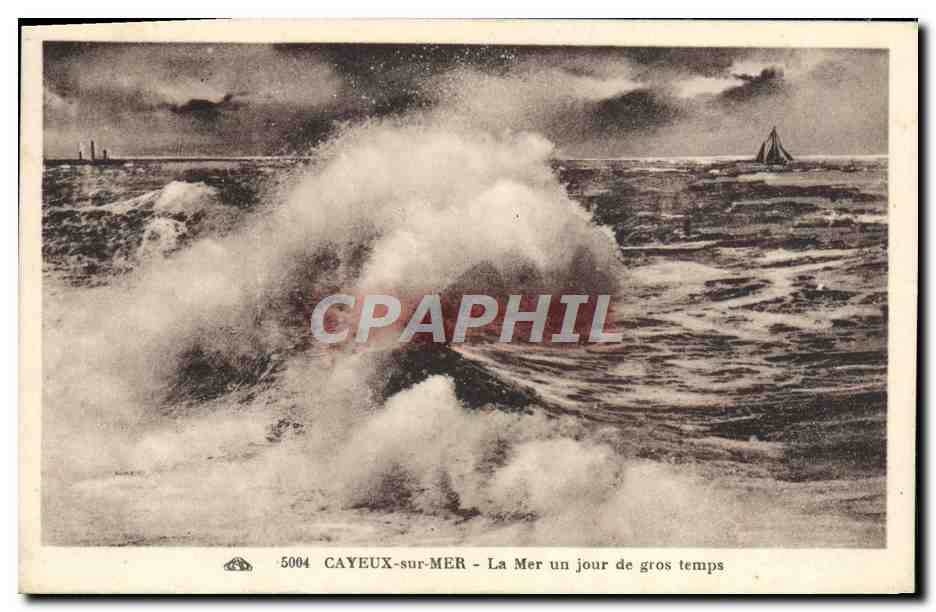 CAYEUX-sur-MER — La Mer un jour de gros temps — série 5004, éditeur Alinéa
