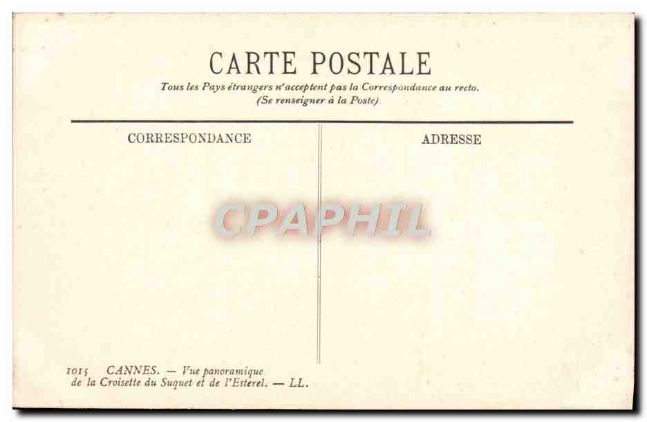 CPA Cannes Vue Panoramique — Rückseite