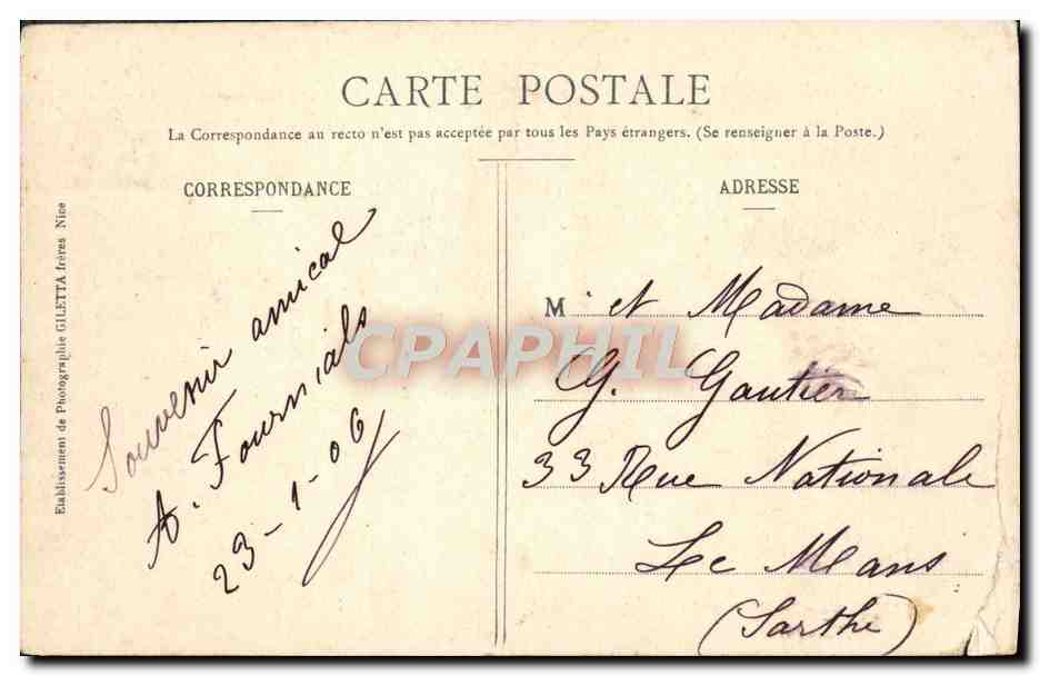 CPA Cannes La Napoule Vieux Chateau — Verso