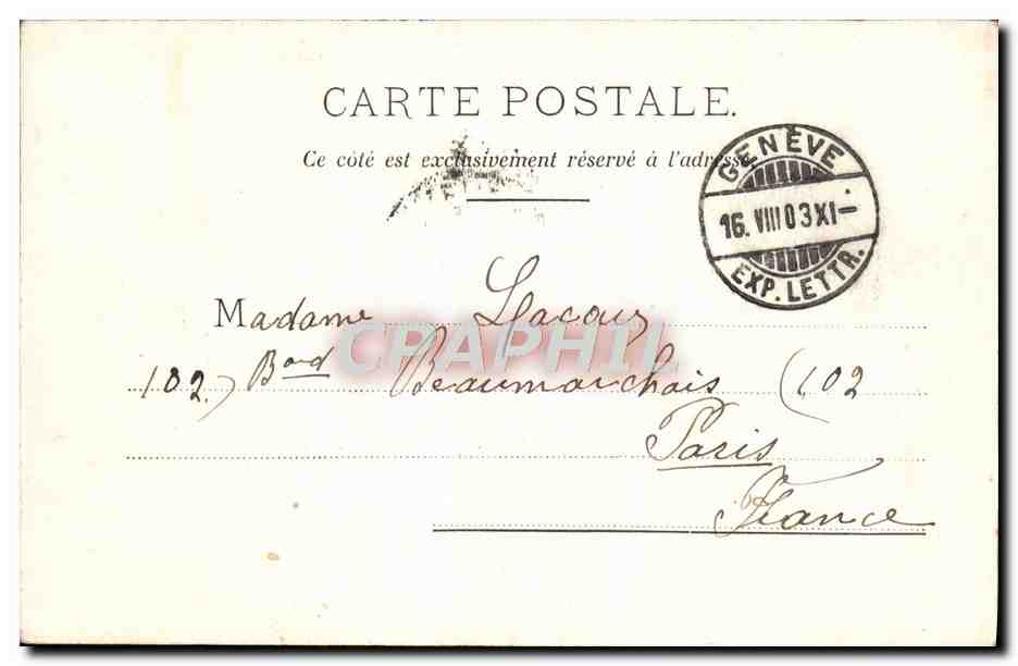 Chaîne des Aiguilles — Chamonix — J.J. 2231 — Éditeur J.J. — Verso