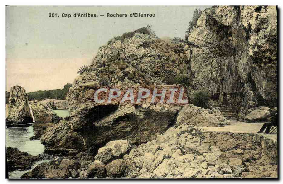 CPA Cap D'Antibes Rochers D'Eilenroc (carte toilee)