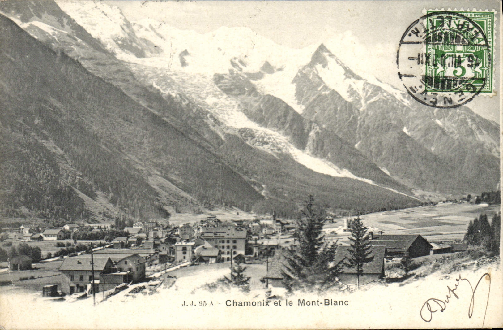 Chamonix und der Mont Blanc — J.J. 95 A — Verlag Julien Frères, Genf