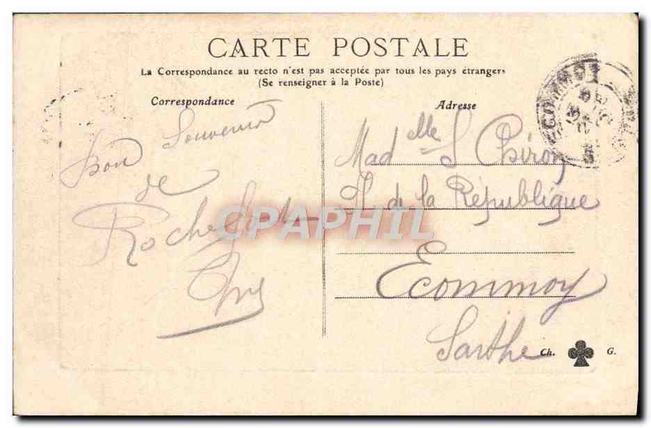 CPA Marine De Guerre Francaise Le Charles Martel — Verso