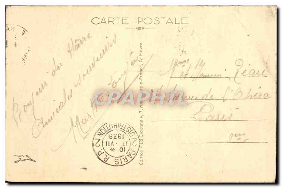 CPA Normandie De La Generale Transatlantique Ligne Le Havre Southamption New York — Rückseite