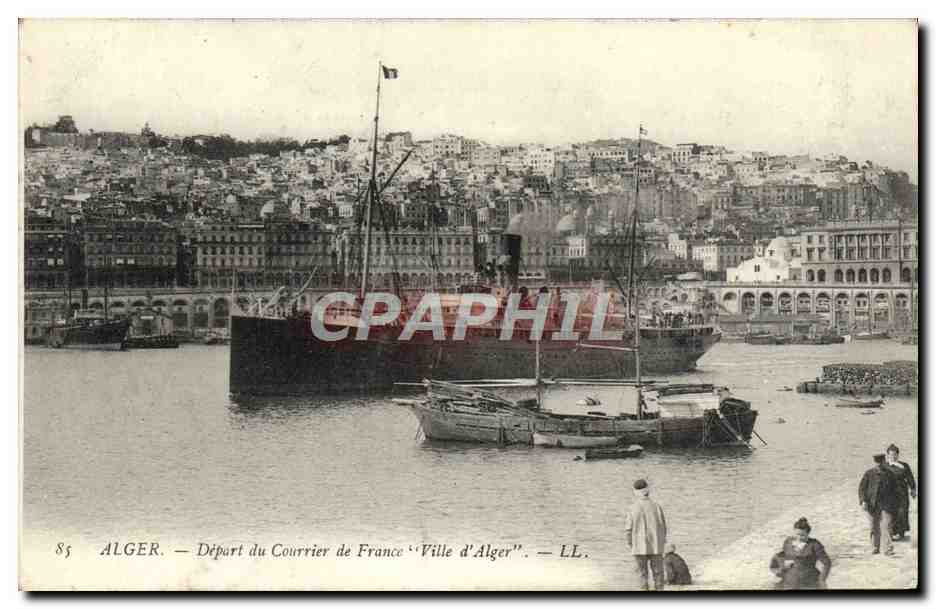CPA Alger Depart Du Courrier De France Ville D'Alger