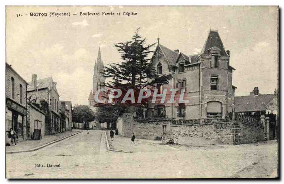 CPA Gorron Boulevard Favrie Et I'Eglise