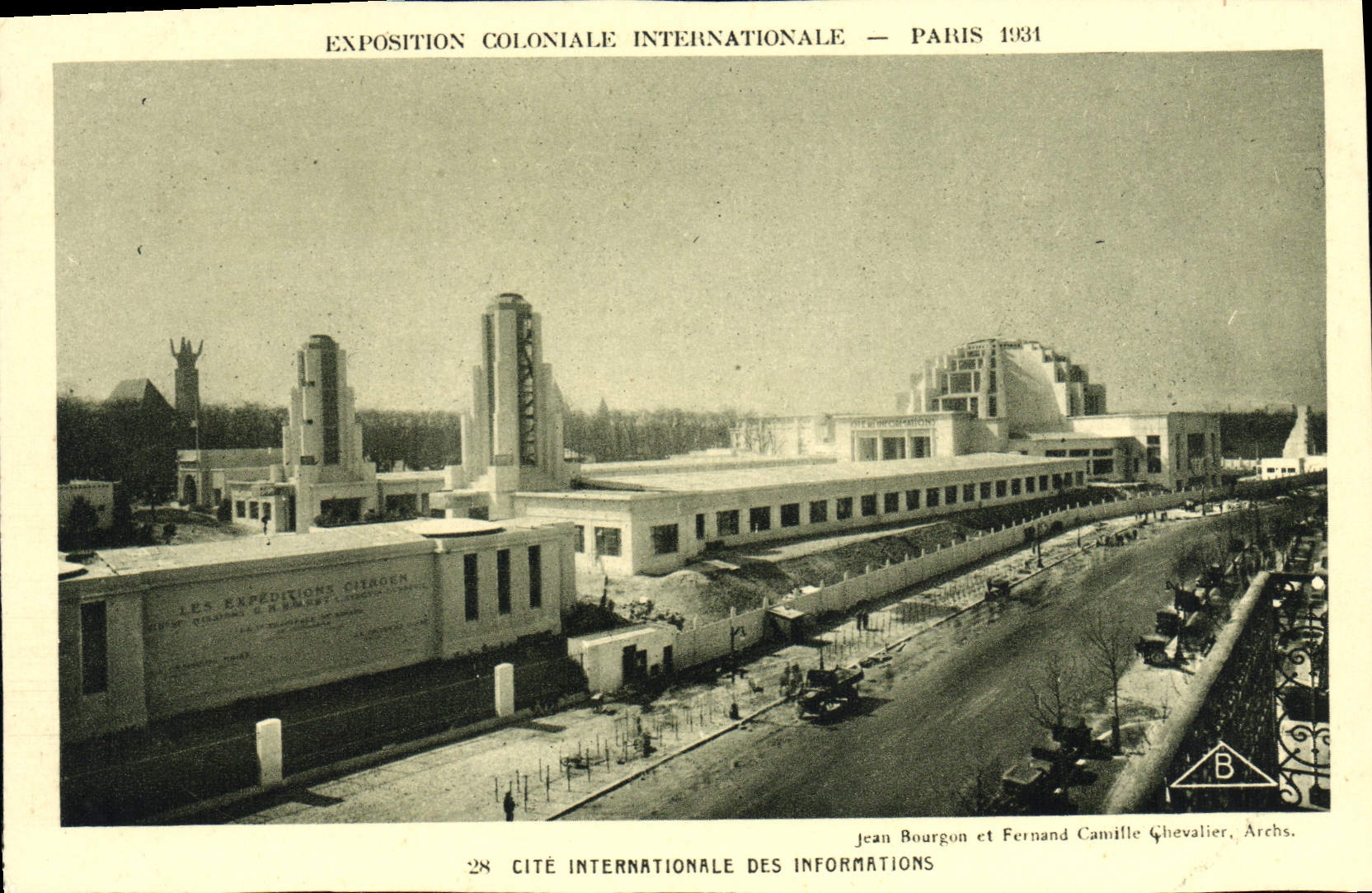 Cité Internationale des Informations — Exposition Coloniale Internationale — Paris 1934 — Jean Bourgon et Fernand Camille Chevalier, Archs.