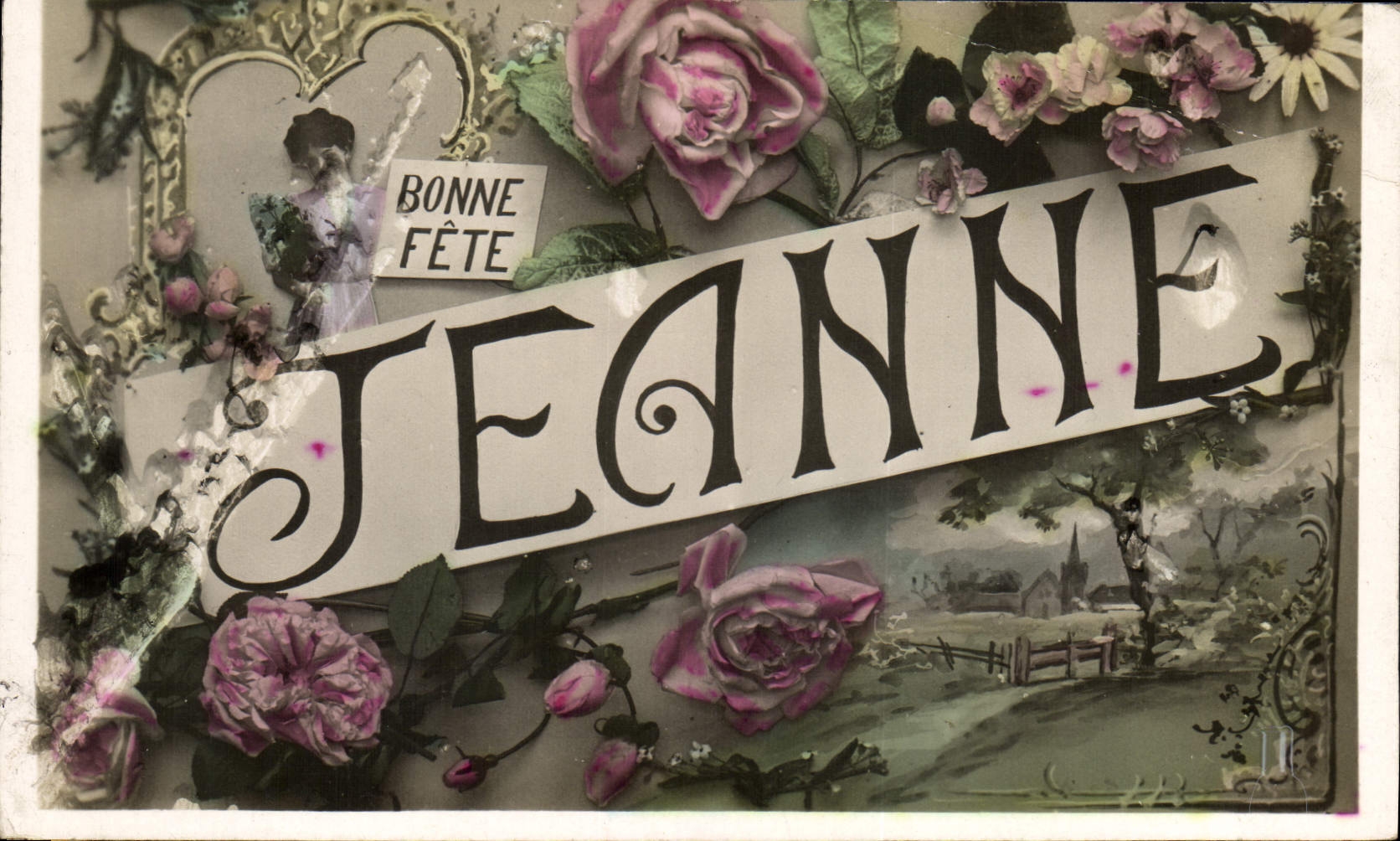 CPA Fantaisie Fleurs Prenom Jeanne 