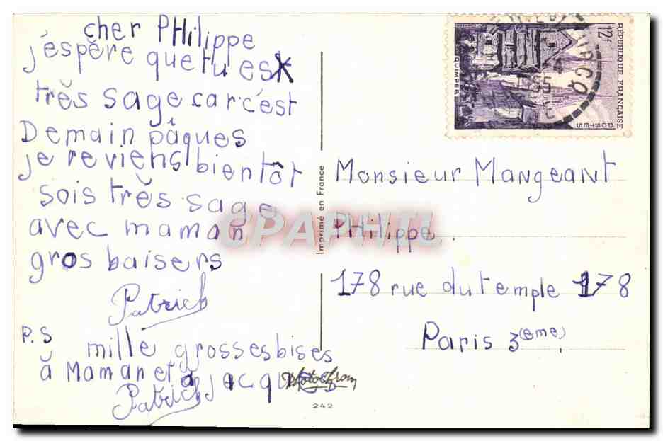 CPA Fantaisie Enfant Agneau Paques — Rückseite