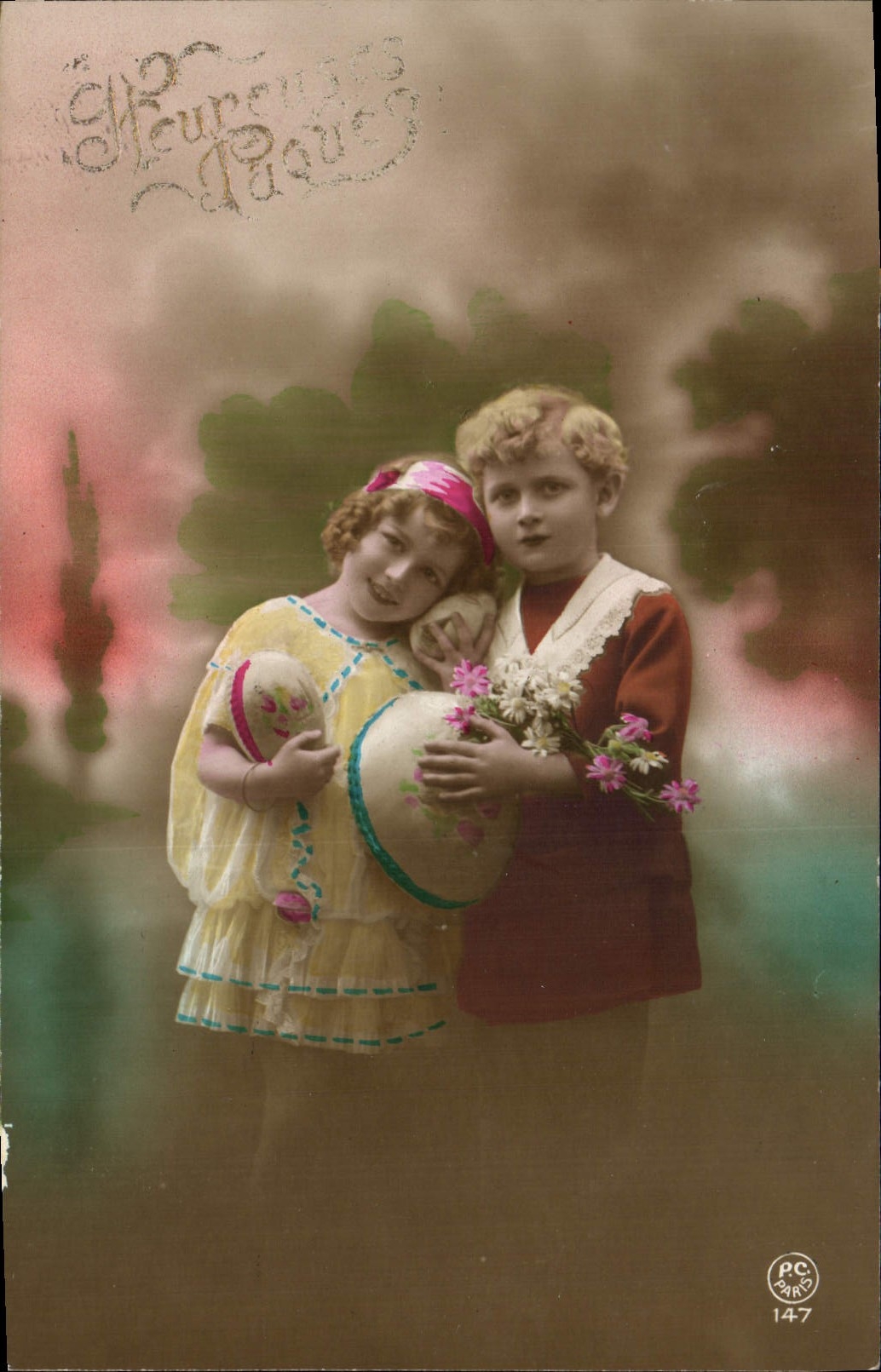 CPA Fantaisie Enfants Oeuf Paques