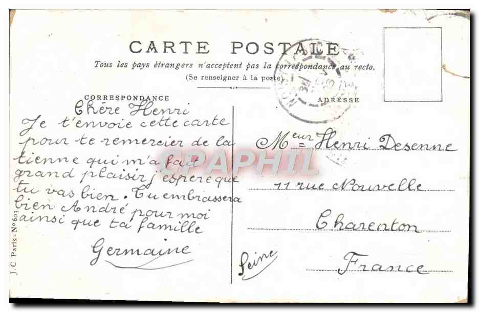 CPA Fantaisie Fleurs Oiseau — Rückseite