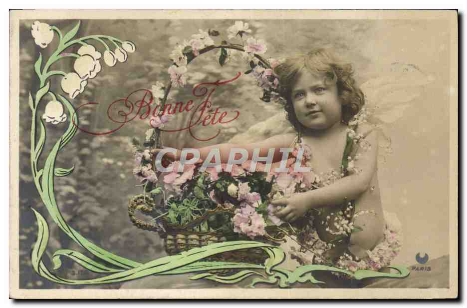 CPA Fantaisie Fleurs Enfant Bebe
