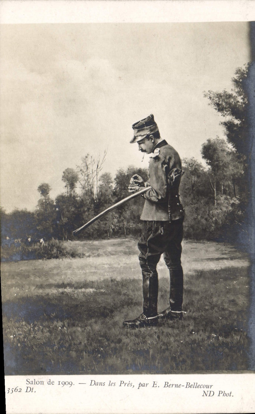 CPA Salon de 1909 Dans les pres Berne Bellecour Militaria