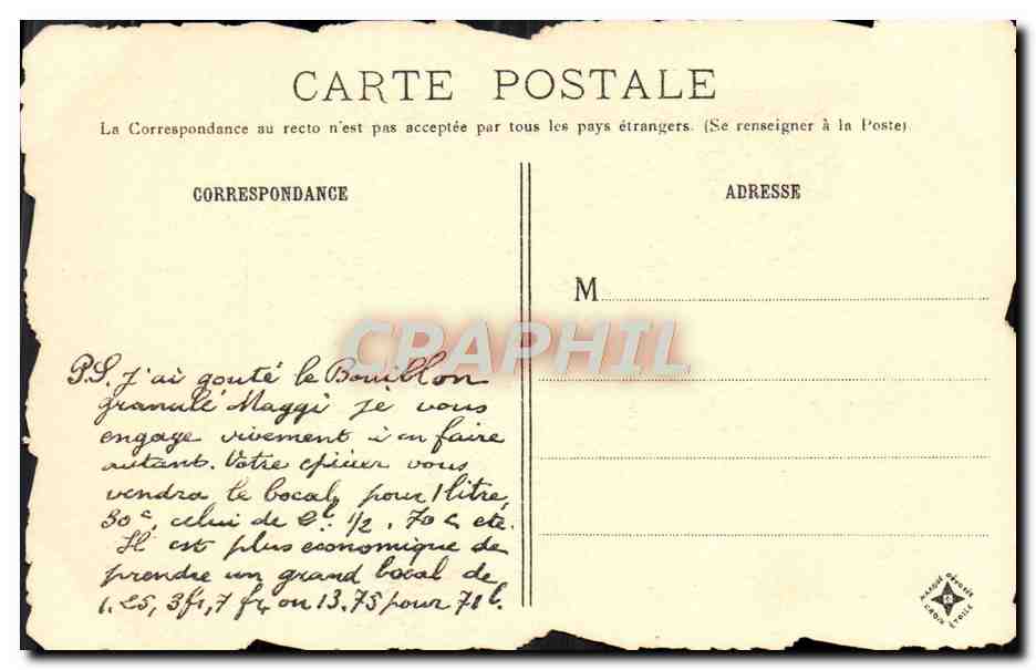 CPA Paris Vieux Hotel de Lavalliere Publicite Maggi  — Rückseite