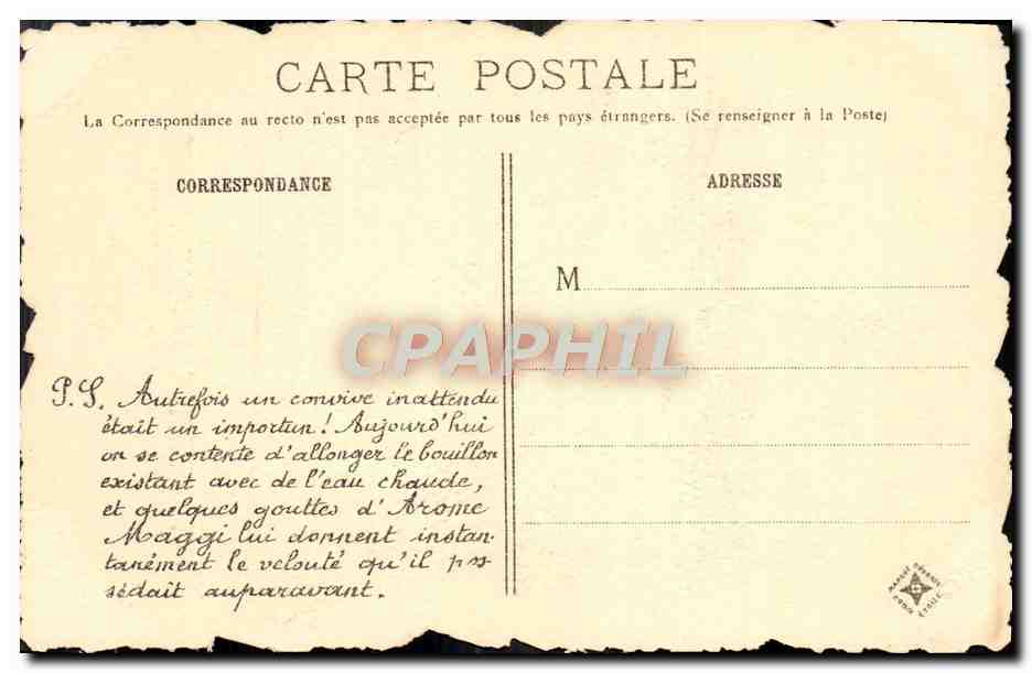 CPA Paris Vieux Auberge de d'Artagnan Au Cheval Blanc Rue Contrescarpe Publicite Maggi  — Rückseite