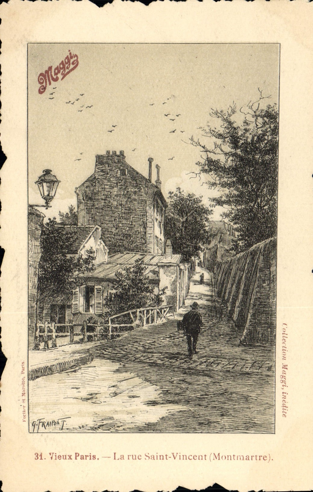 CPA Paris Vieux La rue Saint Vincent Montmartre Publicite Maggi 