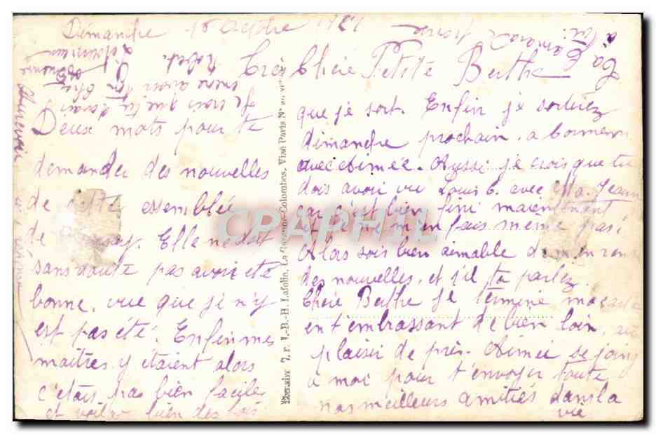 Soldat und Frau — Militärpostämter : Sprache der Poststempel : Verlag nicht sichtbar — Rückseite