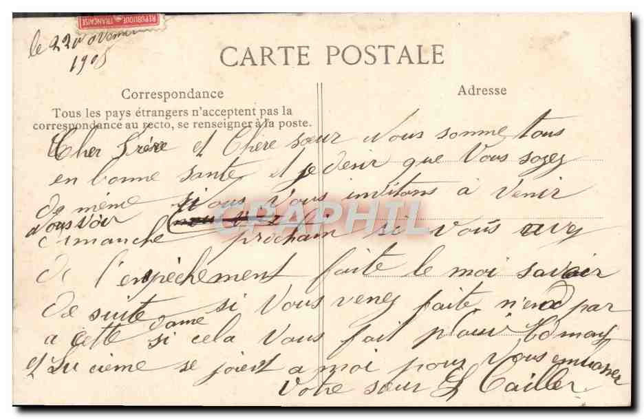 CPA Fantaisie Femme Enfant Recevez un baiser — Verso