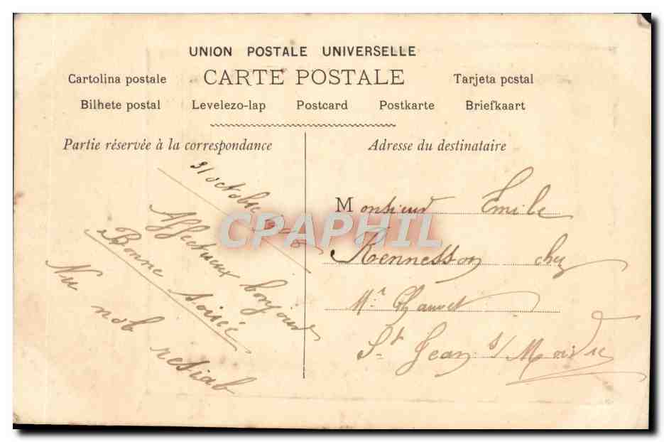 Couple en extérieur — texte imprimé et manuscrit — éditeur non visible — Achterkant