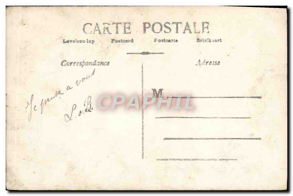 Femme en robe fleurie tenant un bouquet — Cucuillies pour vous — de Paris, n° 446 — Achterkant