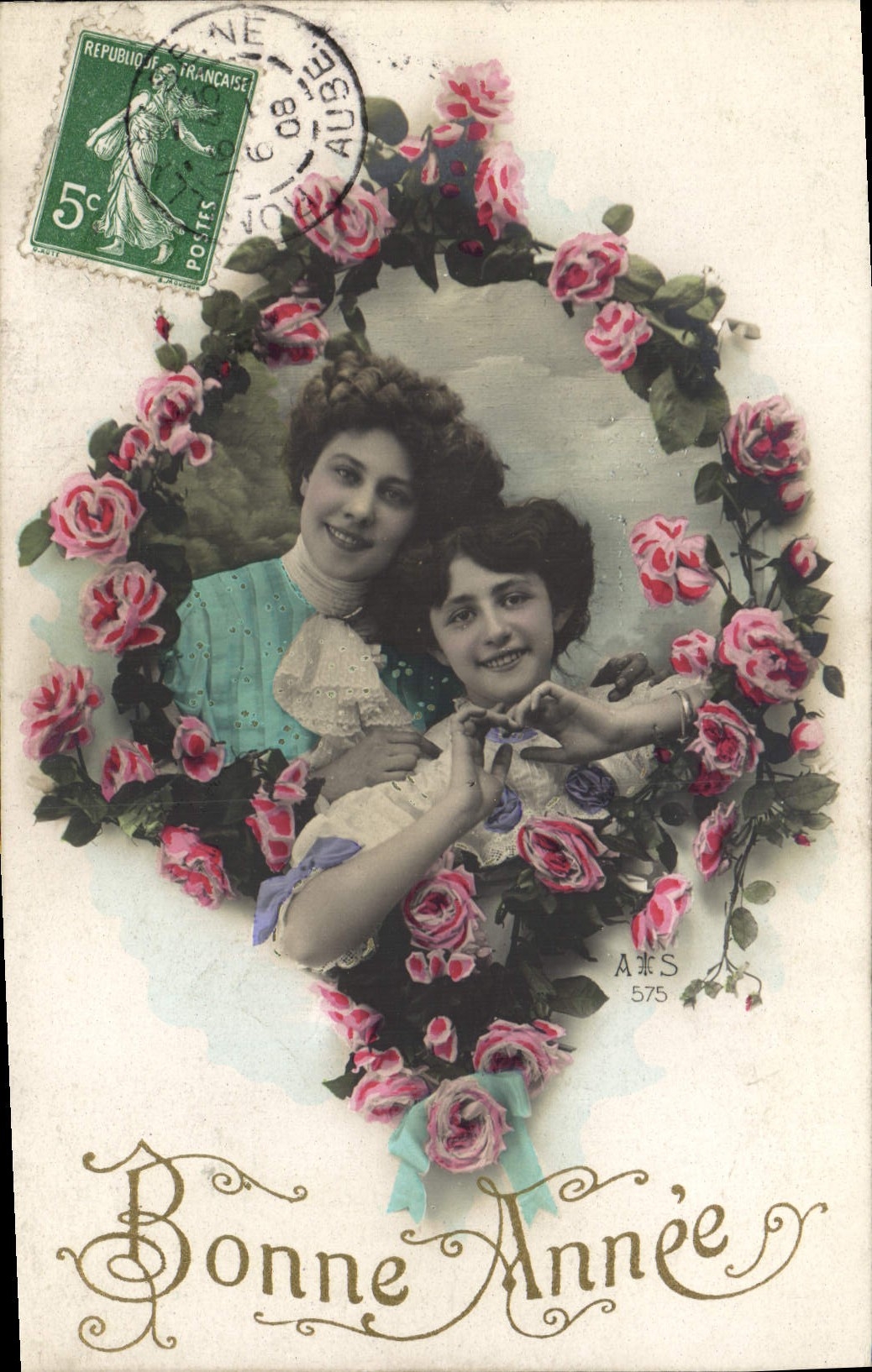 Zwei junge Frauen — rosa Dekor — Verleger A&S Nr. 575