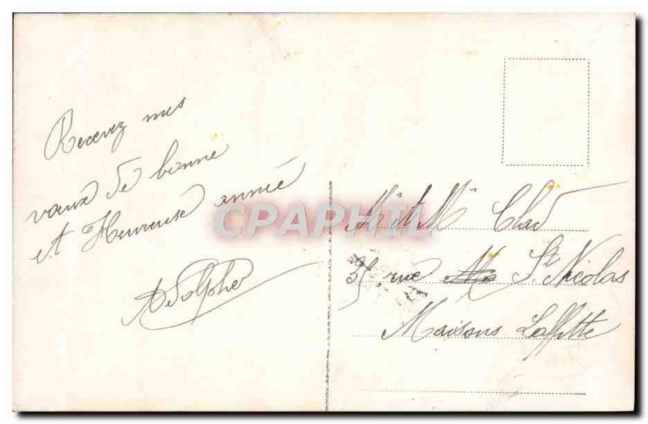 Homme en costume tenant des souliers décorés — Bonne Année — Éditeur S. P. n° 3402 — Reverso