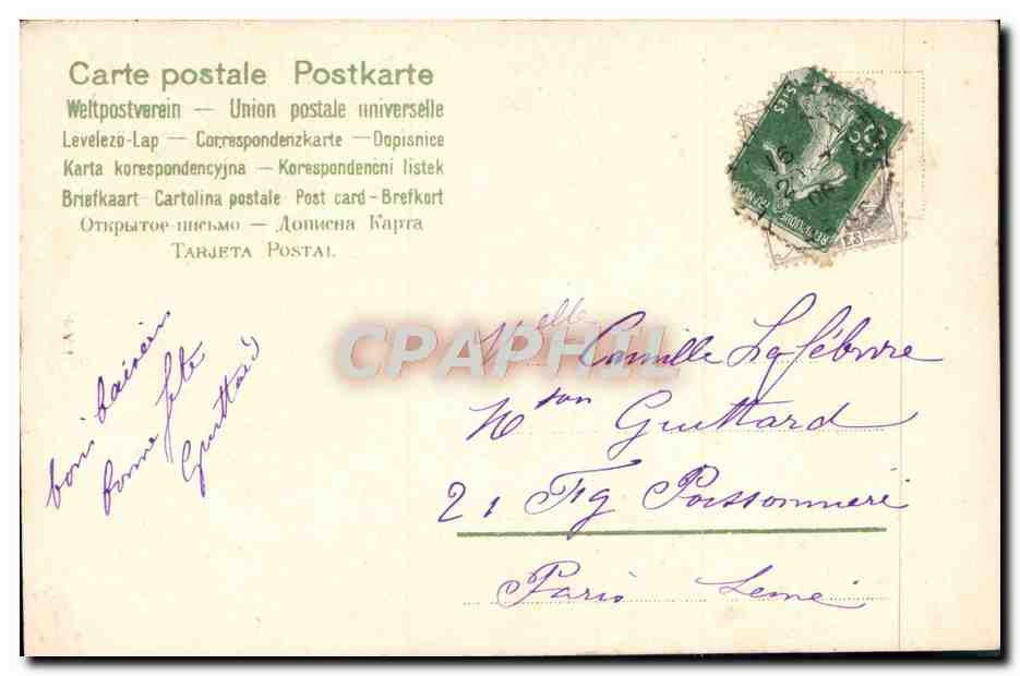 CPA Fantaisie Enfant Fleurs Coeur  — Rückseite