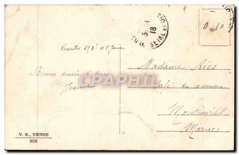 Couple enneigé — Bonne année — V. K., Vienne 5131 — Verso