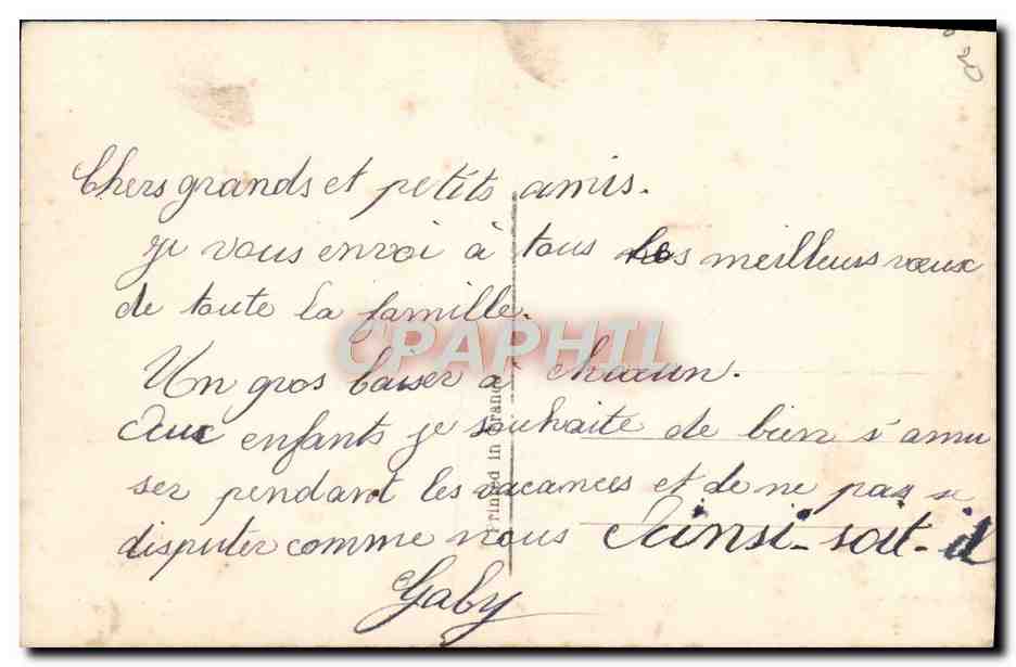CPA Fantaisie Enfant — Rückseite