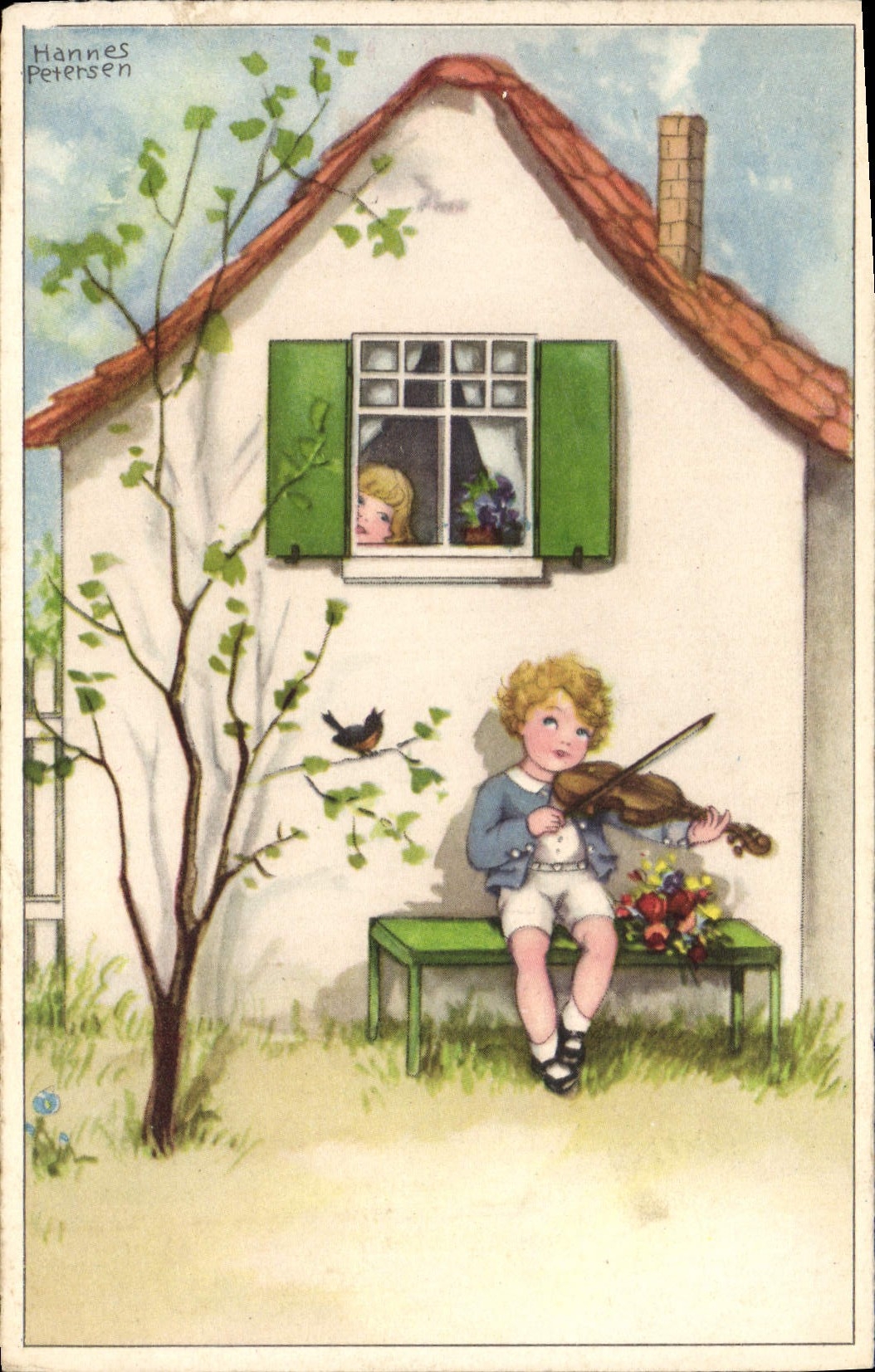 CPA Fantaisie Enfants Violon Hannes Petersen