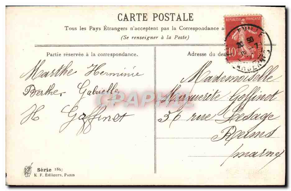 CPA Fantaisie Fleurs — Rückseite