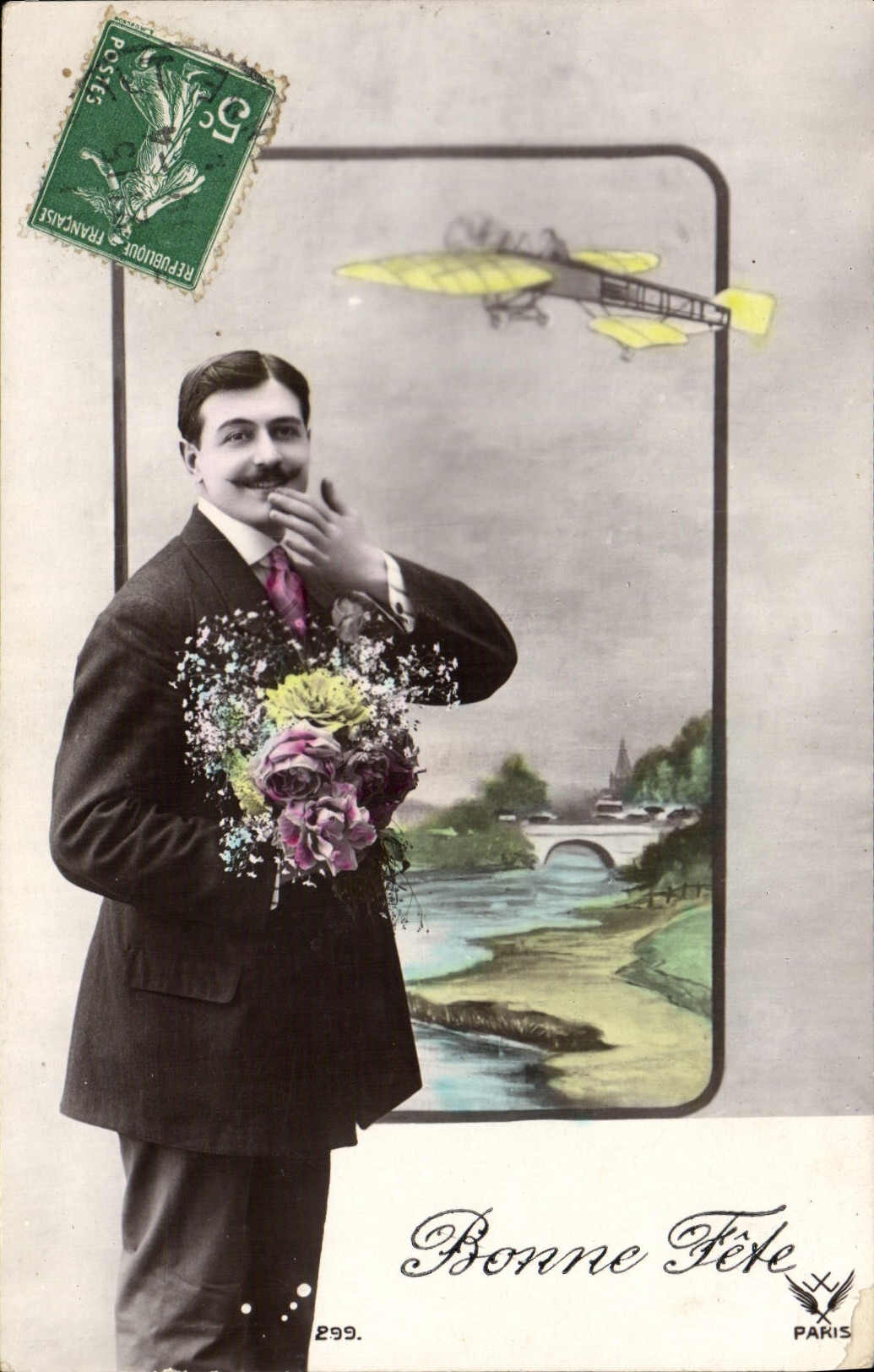 CPA Fantaisie Homme Avion