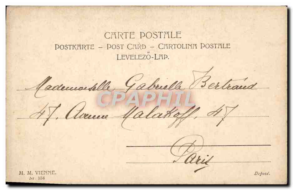 Femme et enfant avec gui — Noël — M. M. Vienne, n° 156 — Reverso