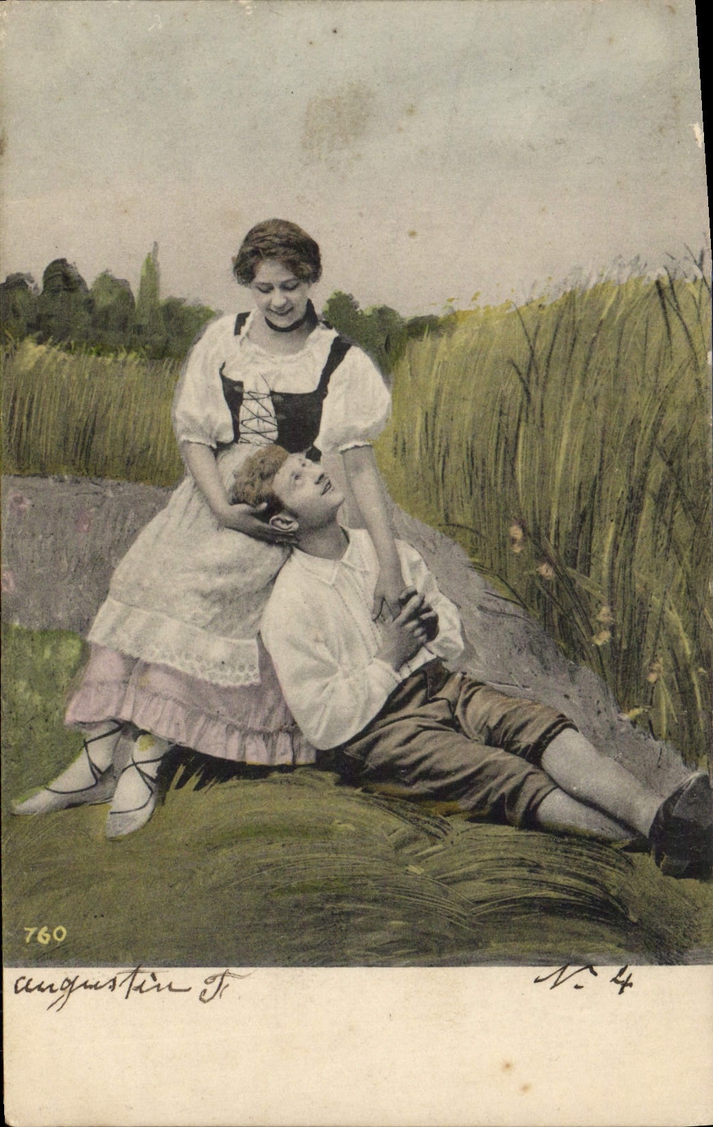 Young woman in corset dress and young boy in shirt — Augustine F. — No. 4