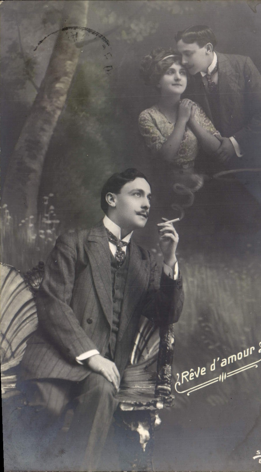 CPA Fantaisie Femme Homme Cigarette Tabac 